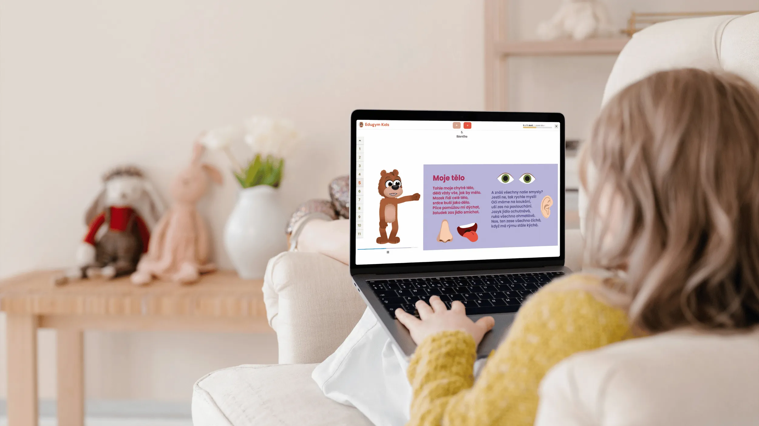 Aplikace Edugym v notebooku